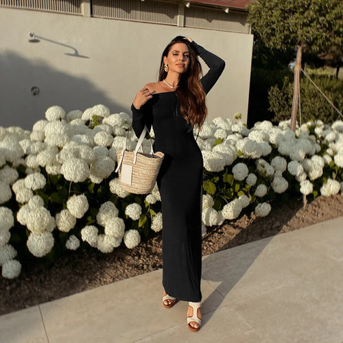 Load image into Gallery viewer, Sexy Long Sleeve Backless Bodycon Maxi Dress Women Slim High Waist Elegant O-neck Holiday Dress Ladies Outfits Autumn
