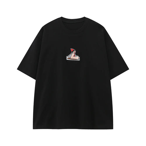 Load image into Gallery viewer, Men's T-shirts Short Sleeve New Korean Cartoon Print Embroidery Design Solid Color Round Neck Casual Trend T-shirt 9W1683
