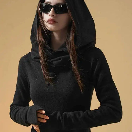 Load image into Gallery viewer, Women Oat Color Knitting Ankle Length Dress New Hooded Long Sleeve Loose Fit Fashion Tide Spring Autumn 2025 1DH3764
