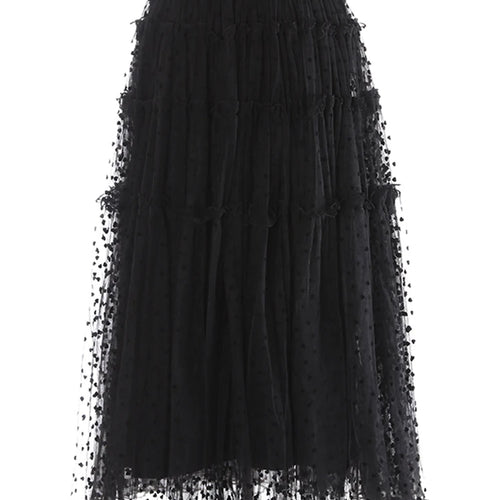 Load image into Gallery viewer, High Elastic Waist Green Dot Mesh Elegant Ball Gown Half-body Skirt Women Fashion Tide New Spring Autumn 2025 1DJ1173
