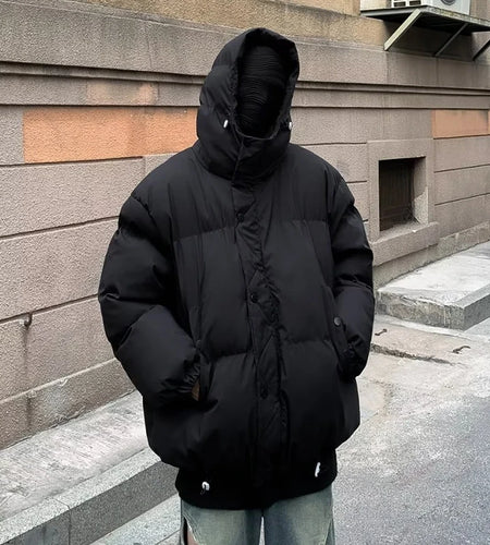 Stylish Male Padded Jacket Hardshell Hooded Jackets Thickened Solid Color Simple Male Clothing Dark Wear Winter 9C9256