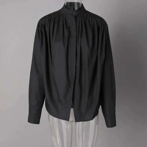 Load image into Gallery viewer, Women White Pleated Elegant Big Size Blouse New Stand Collar Long Sleeve Shirt Fashion Tide Spring Autumn 2025 CPG2608
