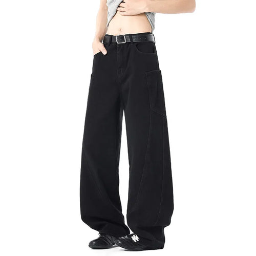 Load image into Gallery viewer, Men's Jeans New American High Street Design Loose Solid Color Washed Casual Male Straight Leg Denim Pants Spring 2025
