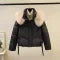 Load image into Gallery viewer, Korean Version 2024 New Casual Solid Hooded Fur Neck Short Cotton Padded Jacket Winter Retro Zipper Bread Down Thick Coat Street
