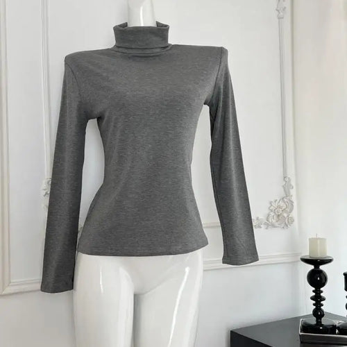 Load image into Gallery viewer, Black White Elegant Velvet Sweater Women Grey High Neck Long Sleeve Basic Knit Tops 2024 Autumn Winter Simplicity Versatile Chic
