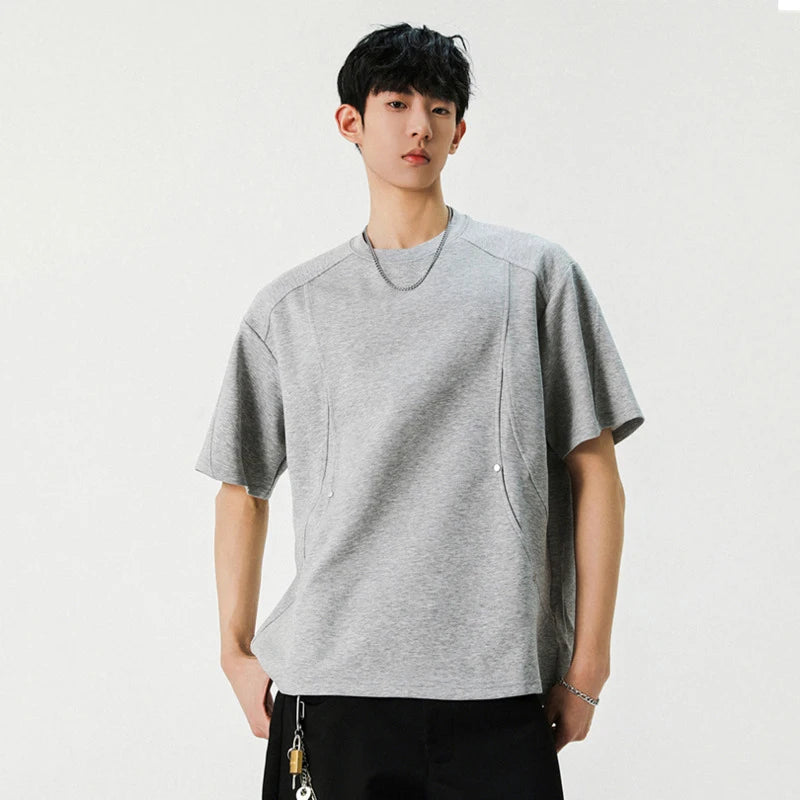 Simple Male T-shirts New Summer O-neck Solid Color Short Sleeved Men's T-shirts Pullover Korean Stylish Tops 2025 9W1247