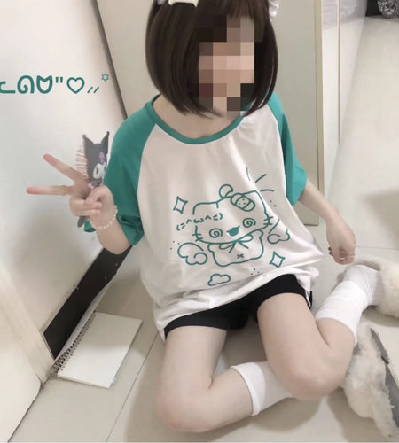 Sweet Japanese T Shirts Women's Clothing Streetwear Fashion Summer Tees Y2k Tops Cute Anime Print Casual Oversized Tshirt 49B122