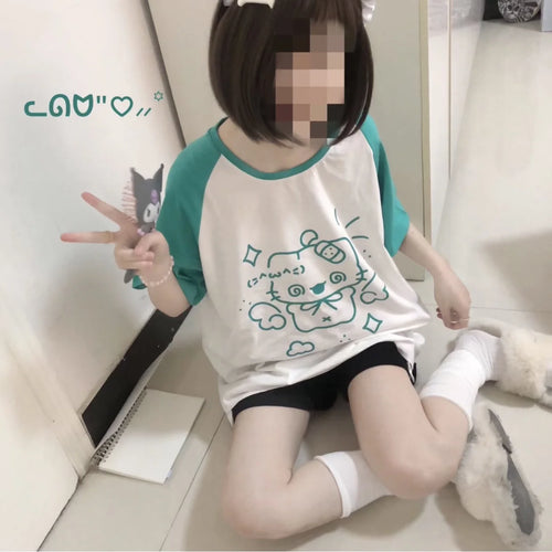 Load image into Gallery viewer, Sweet Japanese T Shirts Women's Clothing Streetwear Fashion Summer Tees Y2k Tops Cute Anime Print Casual Oversized Tshirt 49B122
