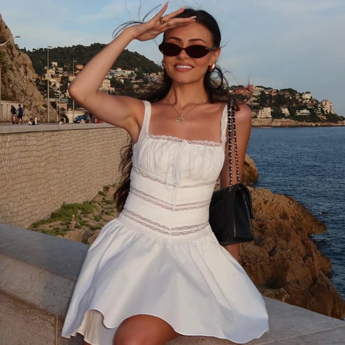 Load image into Gallery viewer, Elegant Casual Women's Dresses 2022 Cotton White Dress Sexy Birthday Dress V Neck A Line Holiday Lace Party Dresses Vintage
