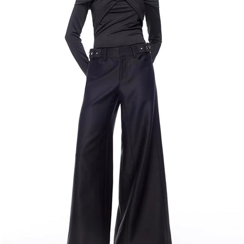 Load image into Gallery viewer, Solid Spliced Lace Up Slimming T Shirts For Women Slash Neck Long Sleeve Minimalist T Shirt Female Fashion Style
