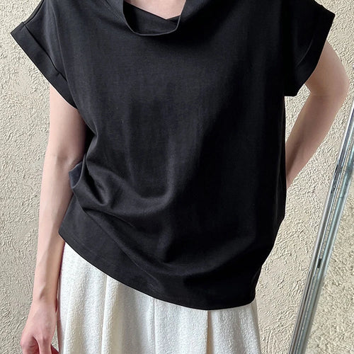 Load image into Gallery viewer, Women Yellow White Plain Color Thin Elegant T-shirt New Turtleneck Short Sleeve Fashion Tide Spring Summer 2025 1DJ0472
