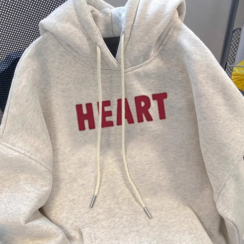 Load image into Gallery viewer, Women Casual Gray Letter Loose Hoodies Long Sleeve Sweatshirt Spring Autumn Elegant Pocket Pullover Tops 2024 Streetwear Popular
