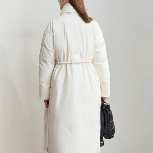 Minimalist Thick Down Jackets Woman 2025 Winter New Scarf Collar Embroidered Long Sleeve Down Coat Warm Loose Coat 12444110