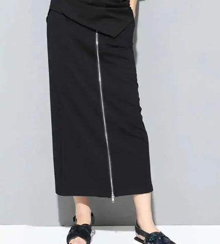 High Elastic Waist Black Zipper Two Ways Wear Long Wide Leg Pants New Trousers Women Fashion Tide Spring Autumn 2025 JS994