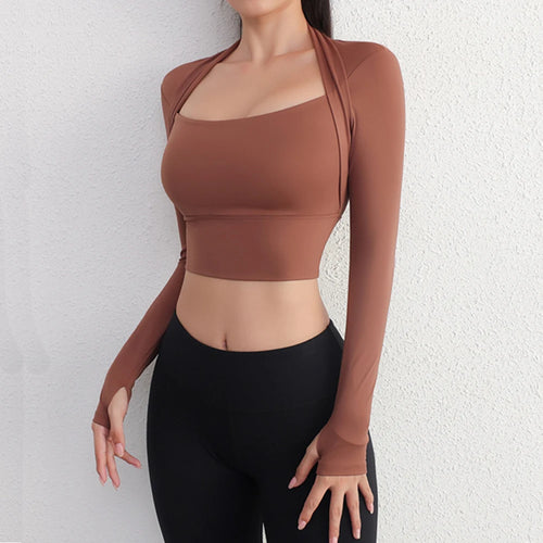 Load image into Gallery viewer, 2025 Pad Nylon Long Sleeve Gym Yoga Shirts Women Gym Crop Tops Sports Fleece Top Running T-Shirts Fitness Workout Yoga Clothing
