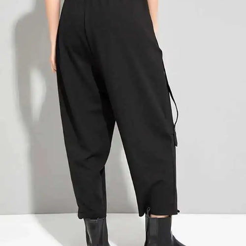Load image into Gallery viewer, High Elastic Waist Black Button Long Harem Trousers New Loose Fit Pants Women Fashion Tide Spring Autumn 2025 1DE6299
