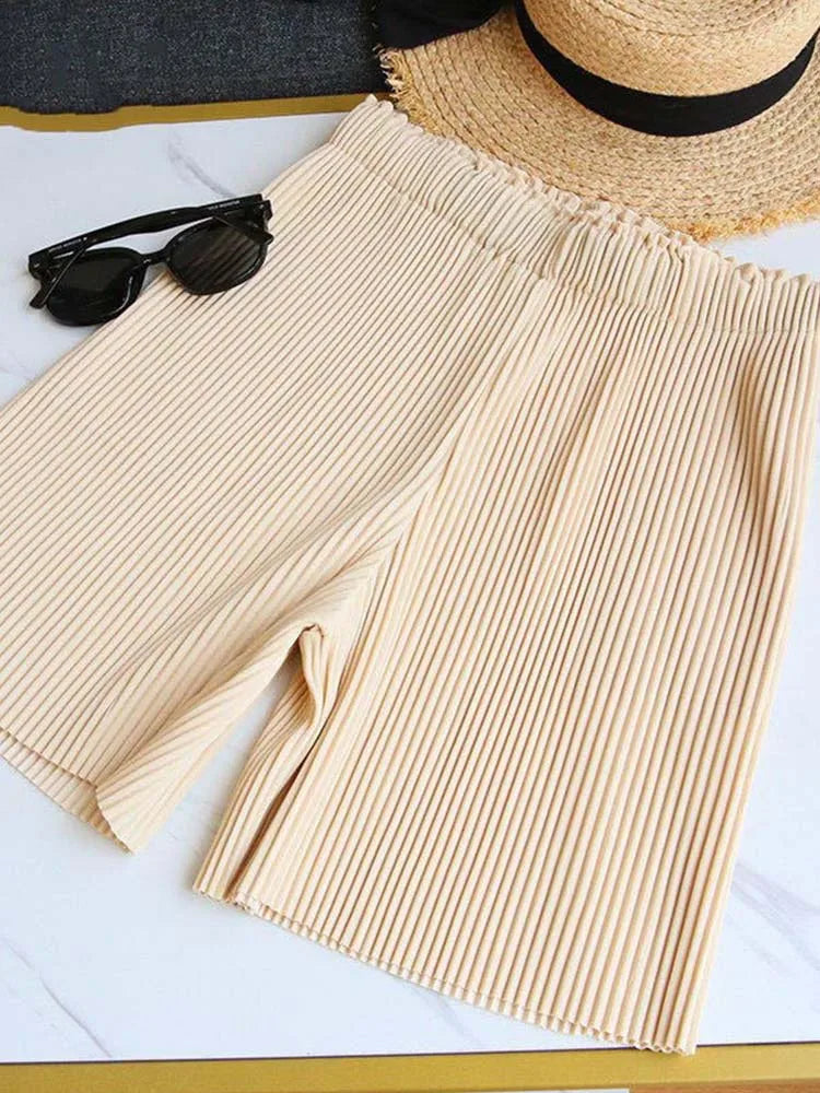 Women Shorts Harajuku Summer wide-leg Pants Leisure Loose Korean Style Solid Color woman's Shorts