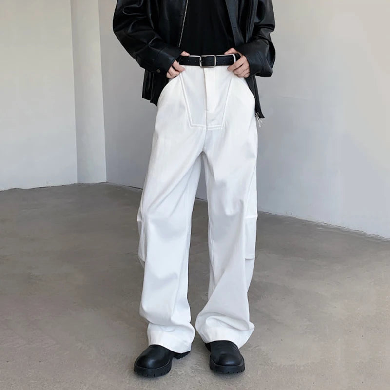 Spring 2025 Casual Pants Men's Wear Deconstructive Design Splicing Curved Knife Trousers New Fashion Tide White 9C6990
