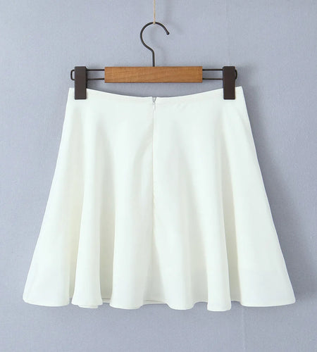 White Sweet Skirt Bow High Waist A-lined Swing Mini Umbrella Skirt Short Skater Skirts Women's Clothing