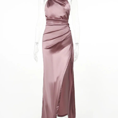 Load image into Gallery viewer, Halter Sleevelessthigh High Split Maxi Dress For Women Fashion Backless Bodycon Sexy Club Party Evening Long Dress
