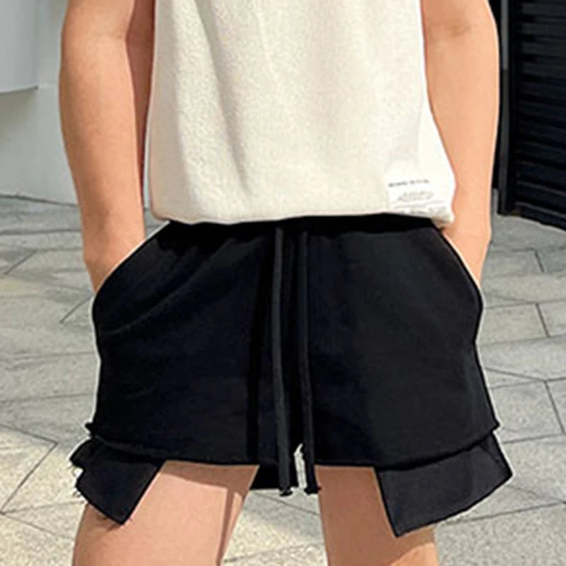 Summer Niche Design Men's Casual Shorts Elastic Waist Drawstring Ultra-short Pant Male Versatile Sweatpants 9A8920