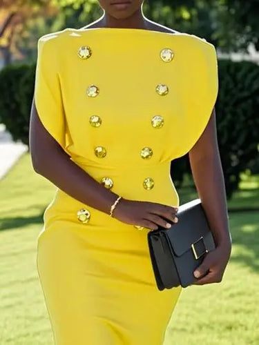 Load image into Gallery viewer, Sleeveless Midi Dresses for Women Summer Bodycon Buttoned High Waisted Formal Wedding Guest Woman Party Dresses
