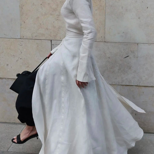 Load image into Gallery viewer, Solid Slimming Side Split Dresses for Women High Neck Long Sleeves Tunic Minimalist Chic Dress Female Clothing New
