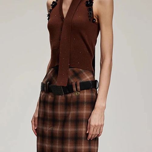 Load image into Gallery viewer, Solid Spliced Button Slimming Vests For Women V Neck Sleeveless Temperament Short Vest Female Fashion Style Clothes
