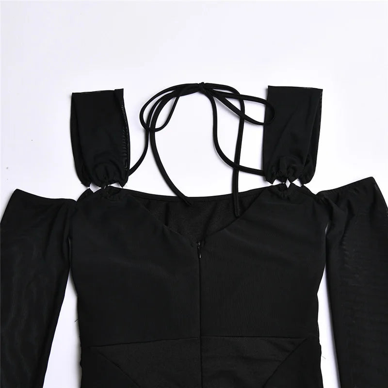 Sexy Hollow Out Backless Mini Dress For Women Elegant Spaghetti Strap Bodycon Party Short Dresses Vestido Clubwear