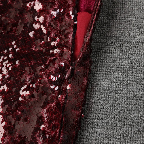 Load image into Gallery viewer, High Waist Wine Red Sequins Shining Elegant Mini Half-body Skirt Women Fashion Tide New Spring Autumn 2025 11A0892
