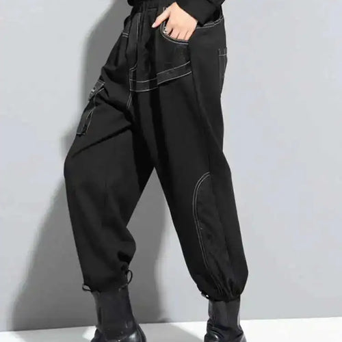 Load image into Gallery viewer, High Elastic Waist Black Printed Long Harem Pants New Loose Fit Trousers Women Fashion Tide Spring Autumn 2025 1DF1317
