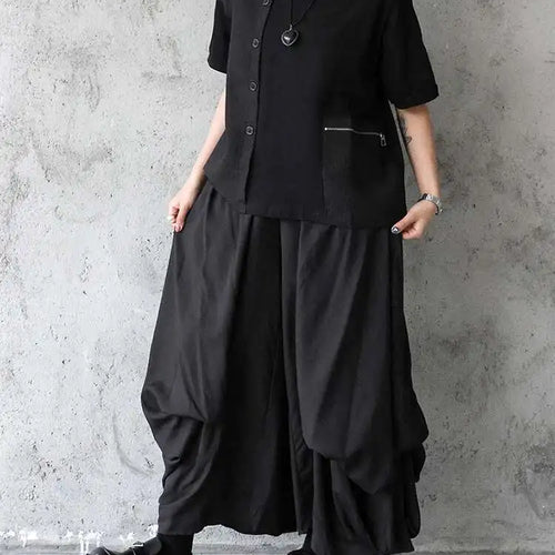 Load image into Gallery viewer, High Elastic Waist Black Brief Pleated Long Wide Leg Pants New Trousers Women Fashion Tide Spring Autumn 2025 1DJ0224
