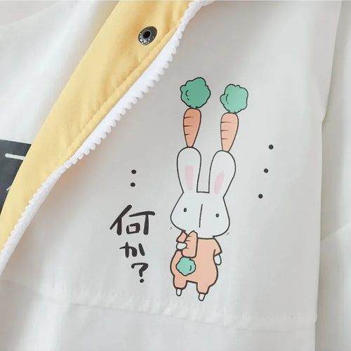 Load image into Gallery viewer, Women Hooded Quilted CoatCartoon Rabbit Print Warm Coats Harajuku Winter Long Sleeve Ladies Cotton Liner Jackets Outwears
