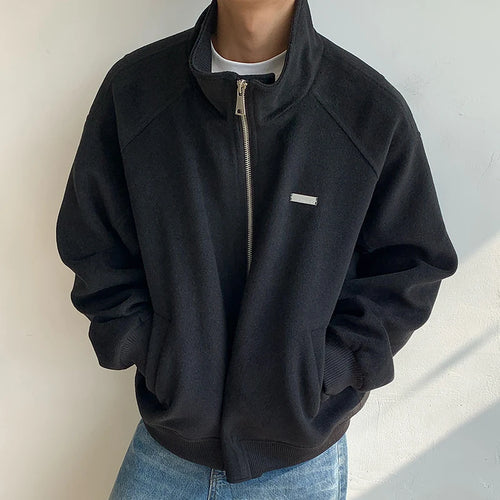Load image into Gallery viewer, Korean Style Men&#39;s Jackets Loose Thickened Stand Collar Woolen Tops Cotton Solid Color Casual Male Coats Winter Chic 9C8929
