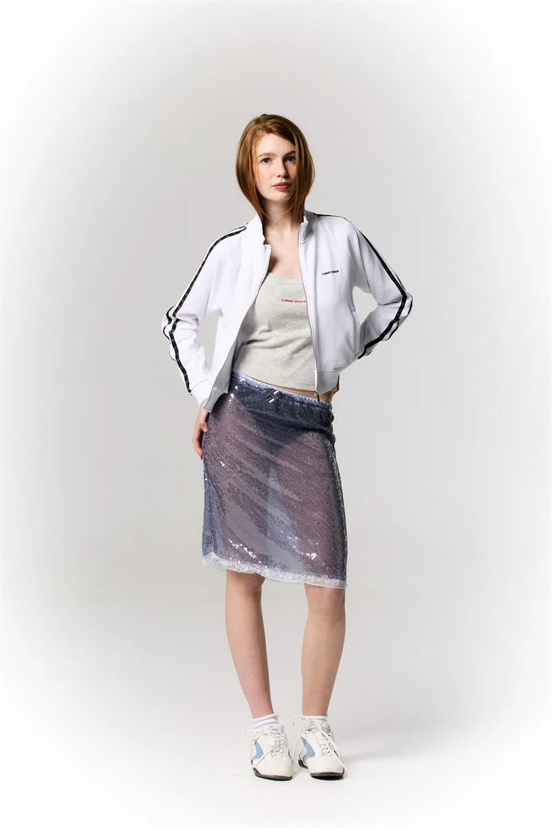 Sequin Summer Beach Sexy Skirt Women Elegant Sparkle High Waist A-line Skirts Female Pink Vacation Club Party Skirt