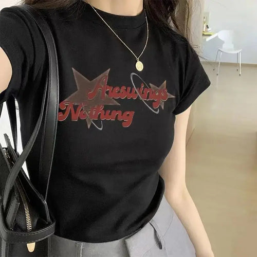 Load image into Gallery viewer, Cotton Woman Tshirts 2024 Ropa Mujer Slim Fit O-neck Short Sleeve Tees Casual Fashion Print T Shirts Korean Vintage Y2k T-shirt
