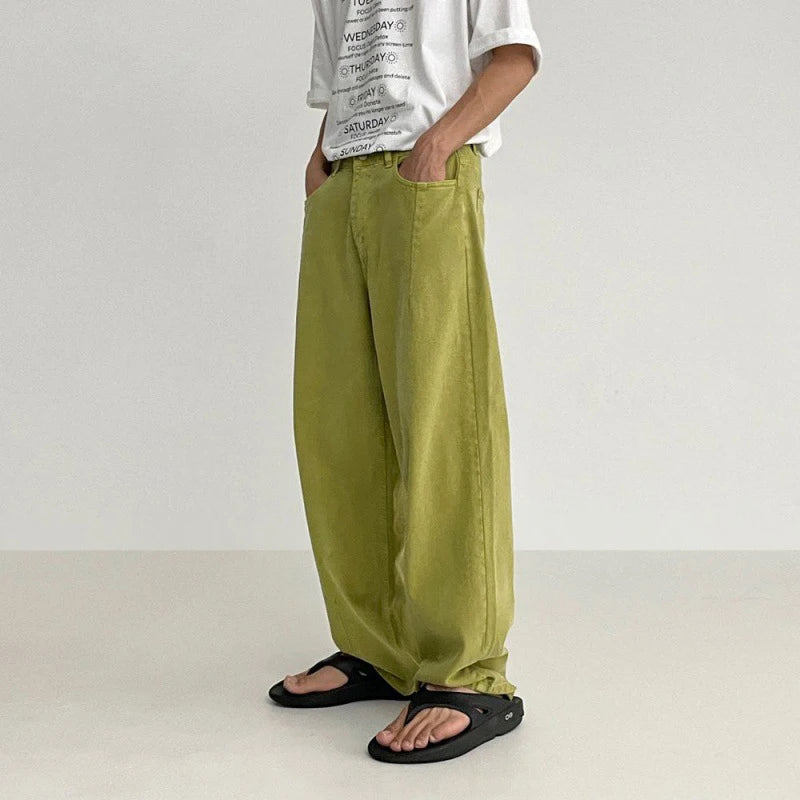 American Style Men's Jeans Wide Leg Men Casual Denim Pants Tide Vintage Loose Straight Trouser 2025 New Fashion 9A8695