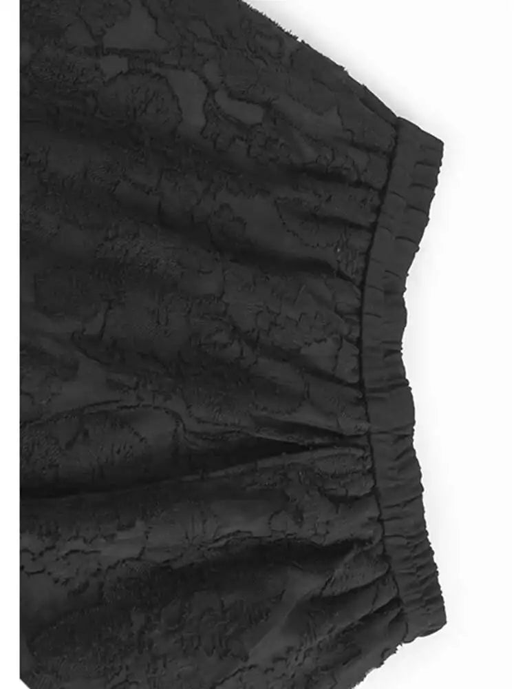 High Elastic Waist Black Lace False Two Spliced Wide Leg Pants New Trousers Women Fashion Tide Spring Autumn 2025 1DH9799