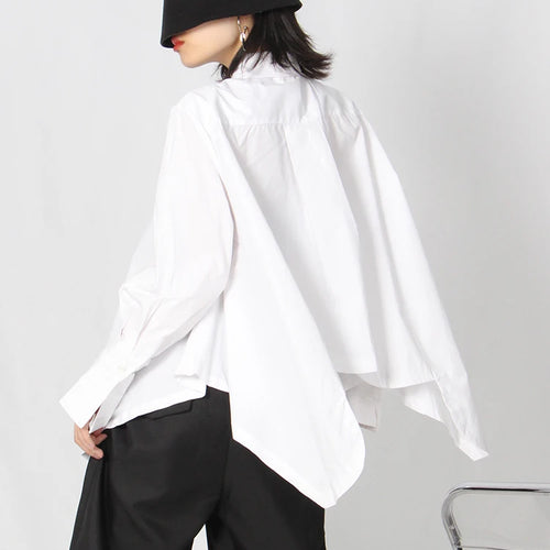 Load image into Gallery viewer, White Casual Shirt For Women Lapel Short Sleeve Solid Minimalist Slim Blouses Female Spring Clothing Style
