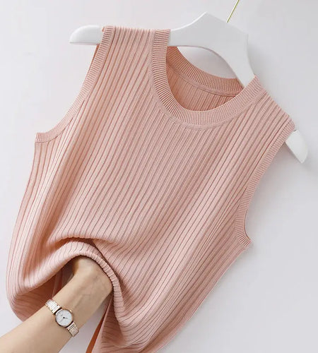 Camisole Summer Cropped Knit Slim Sleeveless Tops Female Fashion 2024 Chic Lady Crop Top Solid Tank Tops Femme