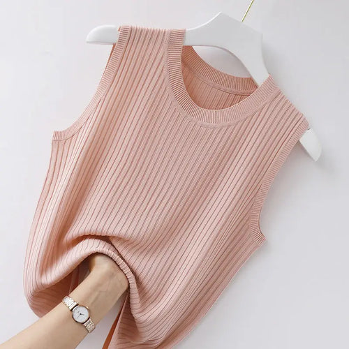 Load image into Gallery viewer, Camisole Summer Cropped Knit Slim Sleeveless Tops Female Fashion 2024 Chic Lady Crop Top Solid Tank Tops Femme
