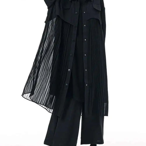 Load image into Gallery viewer, Women Army Green Pleated Spliced Big Size Midi Shirt Dress New Lapel Long Sleeve Fashion Tide Spring Autumn 2025 1DH6927
