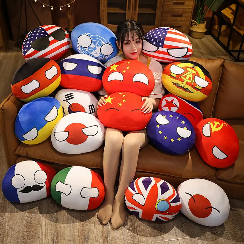 10-50cm Country Ball Toys Plush Polandball Hand Warmer Pillow Countryball USSR USA FRANCE RUSSIA UK JAPAN GERMANY ITALY Decor