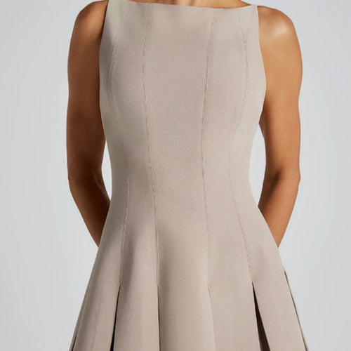 Load image into Gallery viewer, Backless High Waist A-line Sexy Mini Dress Women Robe Spaghetti Strap Sleeveless Pleated Club Party Dress Elegant
