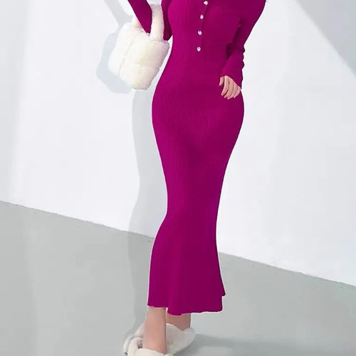 Load image into Gallery viewer, Elegant Party Dresses For Women 2023 Dress Autumn Winter Stretchy Long Sleeved Slim Vintage Basic Knit Dress Y2k
