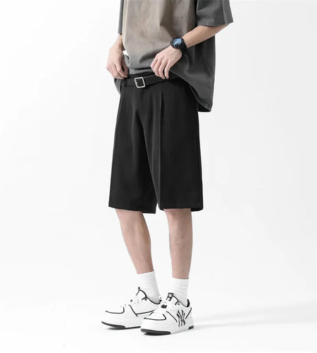 Fashion Men's Suit Shorts Loose Ice Silk Solid Color Summer Casual Kroean New Trendy Male Five Quarter Pants 2025 9W1349