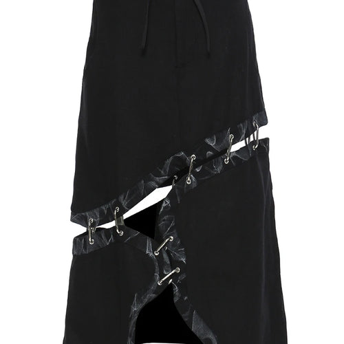 Load image into Gallery viewer, High Waist Black Detachable Irregular Printed Denim Half-body Skirt Women Fashion Tide New Spring Autumn 2025 1DH4523
