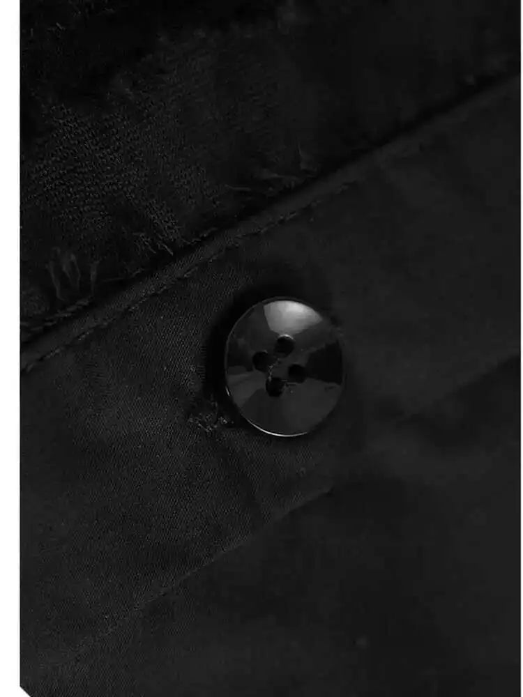 Women Black Irregular Hem Burr Big Size Blouse New Lapel Short Sleeve Shirt Fashion Tide Spring Summer 2025 1DH6182