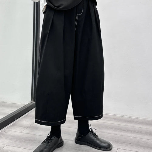 Load image into Gallery viewer, High Elastic Waist Black Topstitched Pleated Wide Leg Pants New Trousers Women Fashion Tide Spring Autumn 2025 1DH1164
