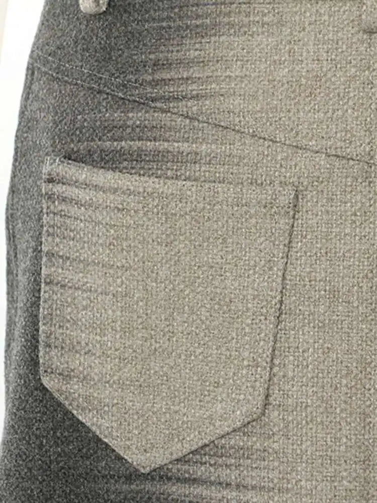 High Waist Gray Printed Pocket Elegant Trumpet  Woolen Half-body Skirt Women Fashion Tide New Spring Autumn 2025 1DH3247